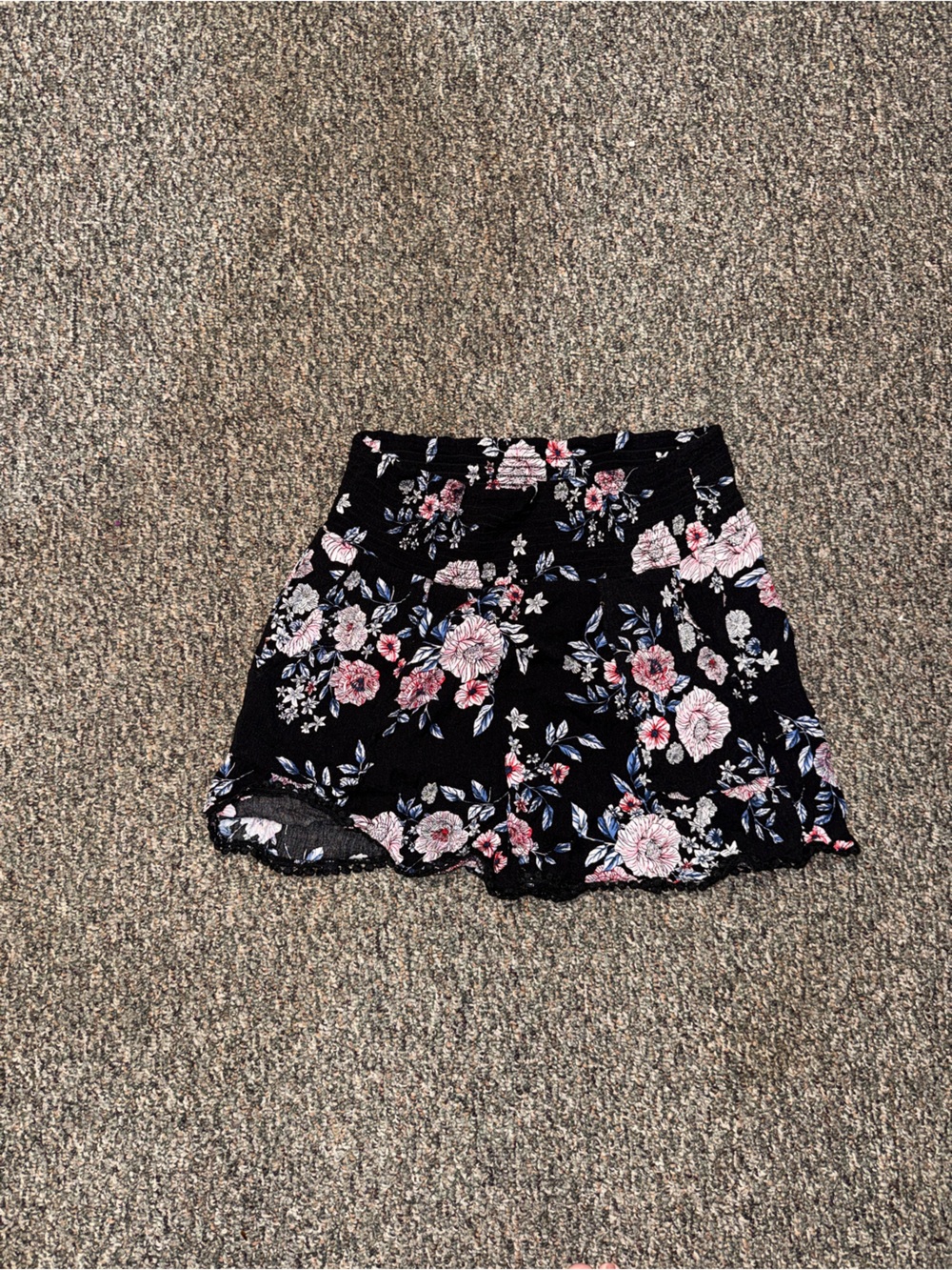 Floral Black high waisted shorts